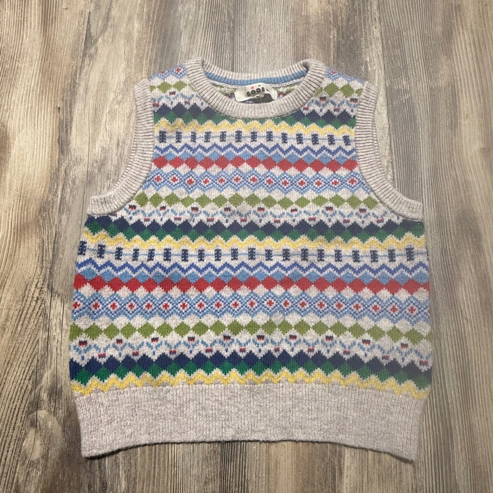 Mini Boden Sweater Vest Multi-Color Fair Isle Preppy Kids 8-9Y
